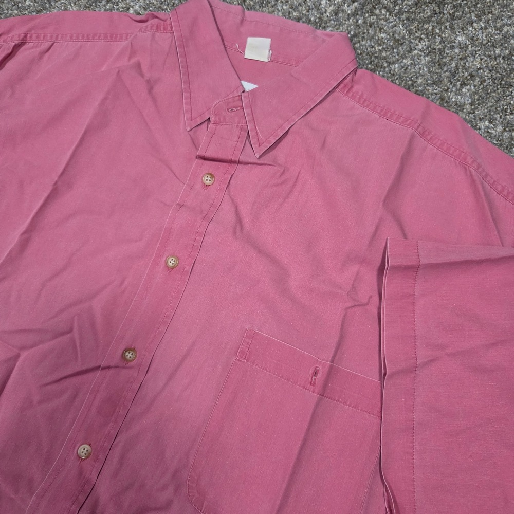 King Size Mens Big and Tall Short Sleeve Button Down Shirt Pink Solid Pocket‎